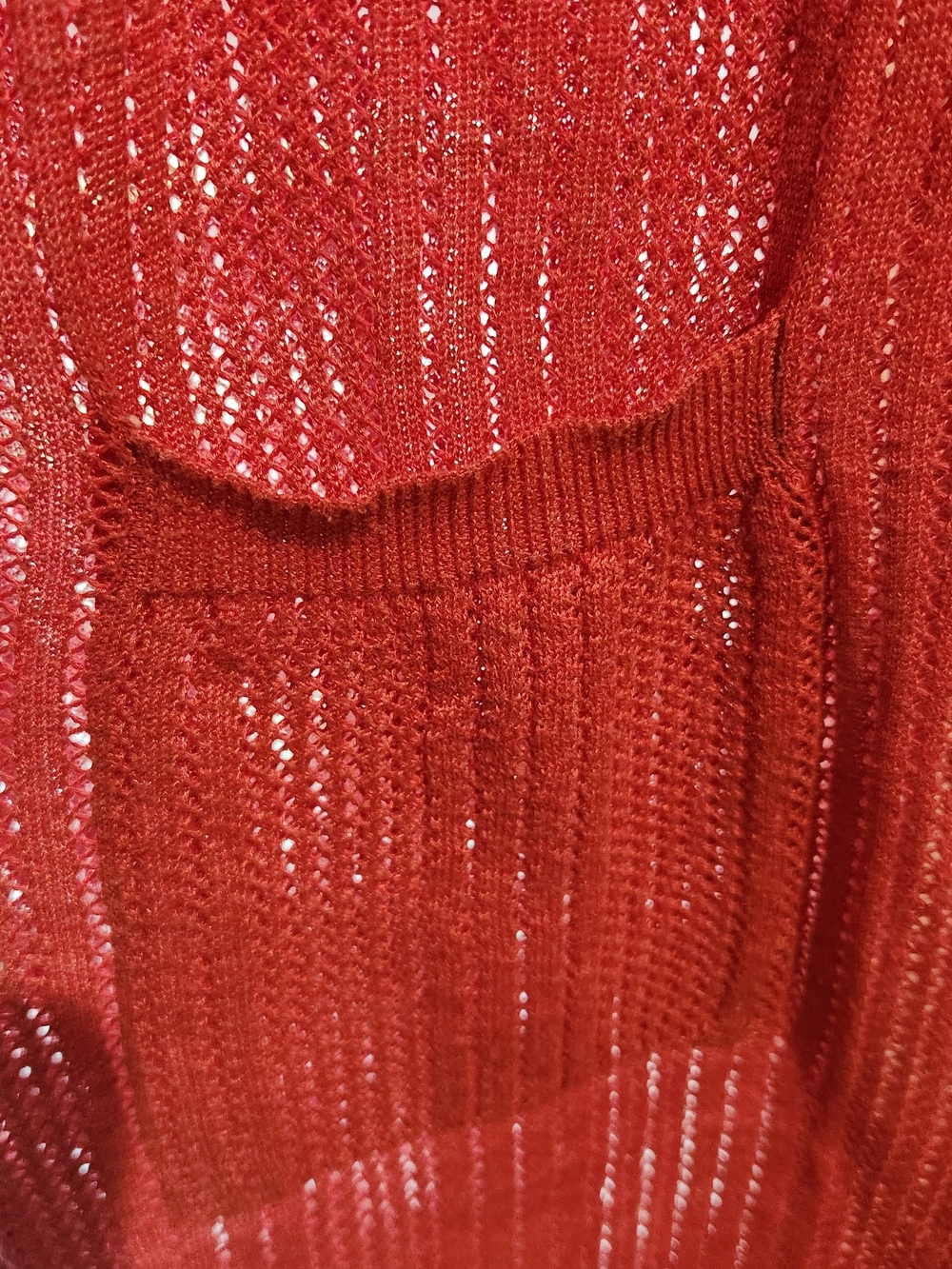 Margaux & Elle Coral Open Knit Long Cardigan Duster L Pockets - Picture 7 of 14